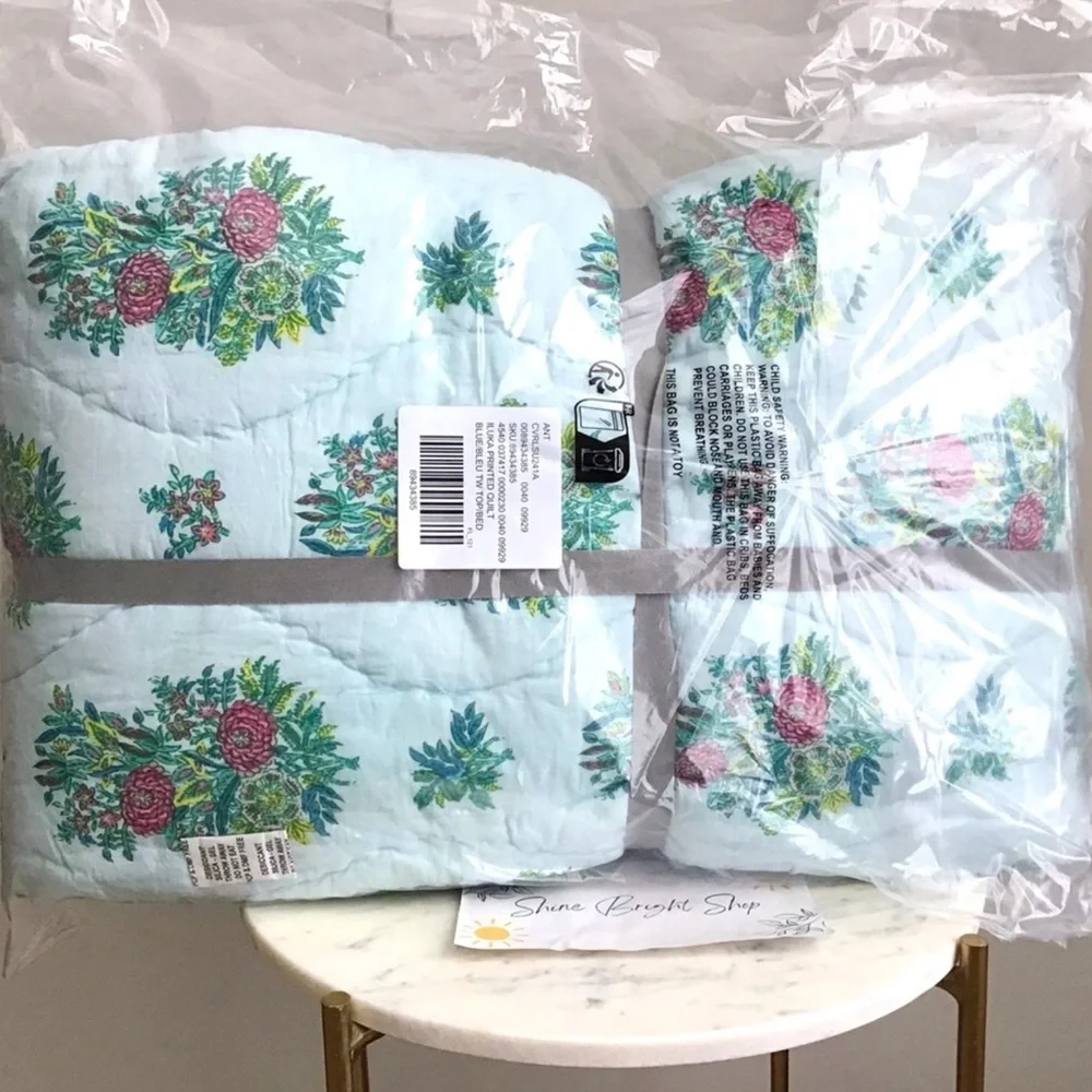 Anthropologie Quilt Twin Cotton Reversible New With Tag